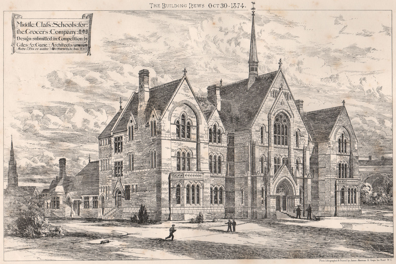 Middle class schools for the Grocers' Company; design Giles & Gane Archts 1874